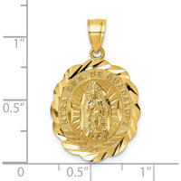 14K Yellow Gold Polished Diamond-Cut Nuestra Sra. de Guadalupe Oval Pendant by Oro Pregiato