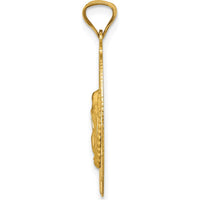 14K Yellow Gold Polished Diamond-cut Our Lady of Guadalupe Oval Pendant by Oro Pregiato