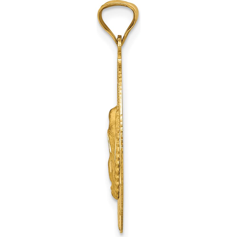 14K Yellow Gold Polished Diamond-cut Our Lady of Guadalupe Oval Pendant by Oro Pregiato