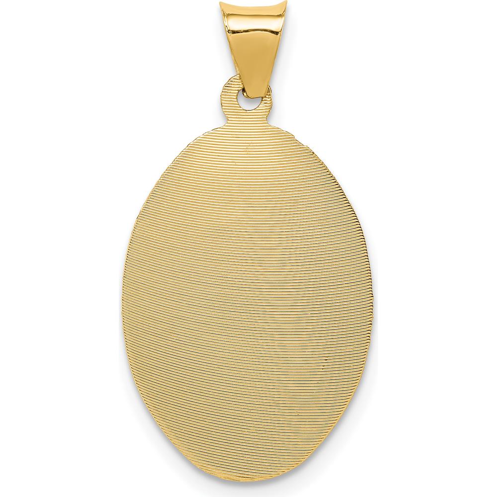 14K Yellow Gold Polished Diamond-cut Our Lady of Guadalupe Oval Pendant by Oro Pregiato