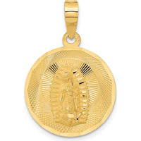 14K Yellow Gold Polished Diamond-Cut Our Lady Of Guadalupe Round Pendant - 28.5mm by Oro Pregiato