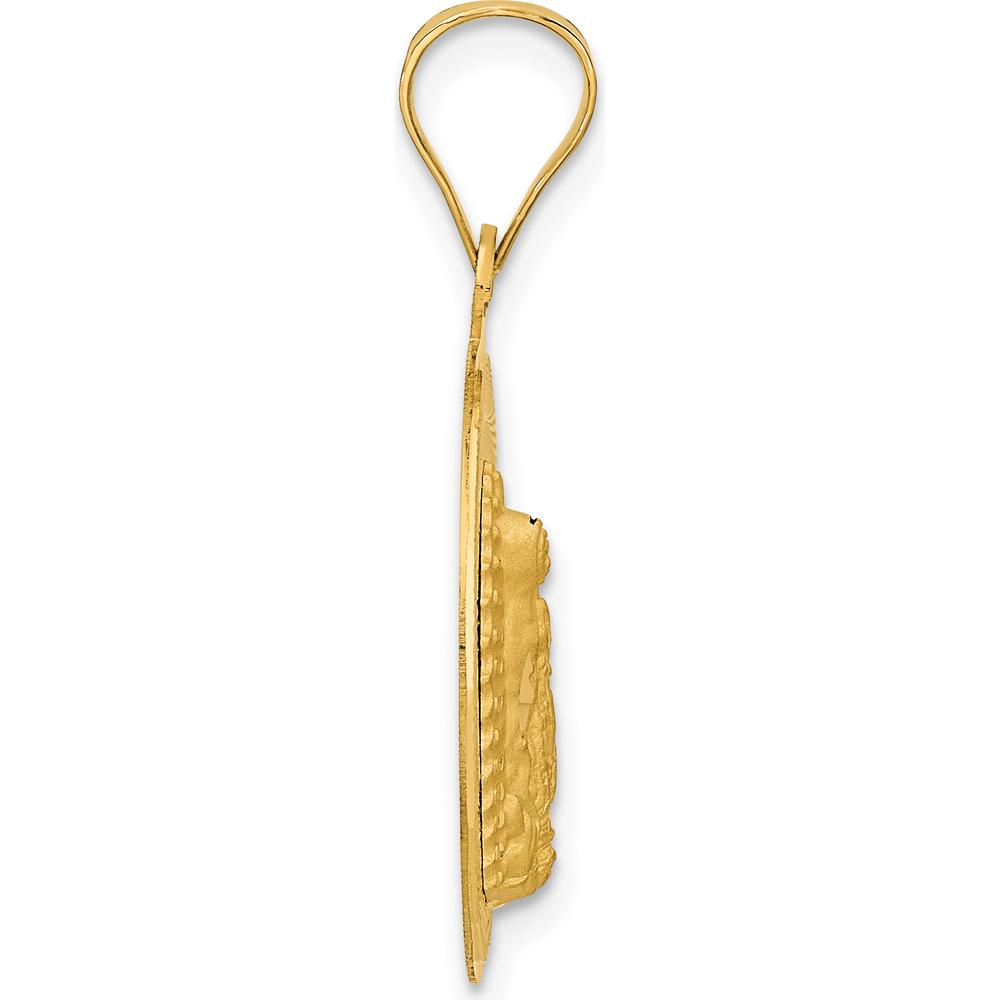 14K Yellow Gold Polished Diamond-Cut Our Lady Of Guadalupe Round Pendant - 28.5mm by Oro Pregiato