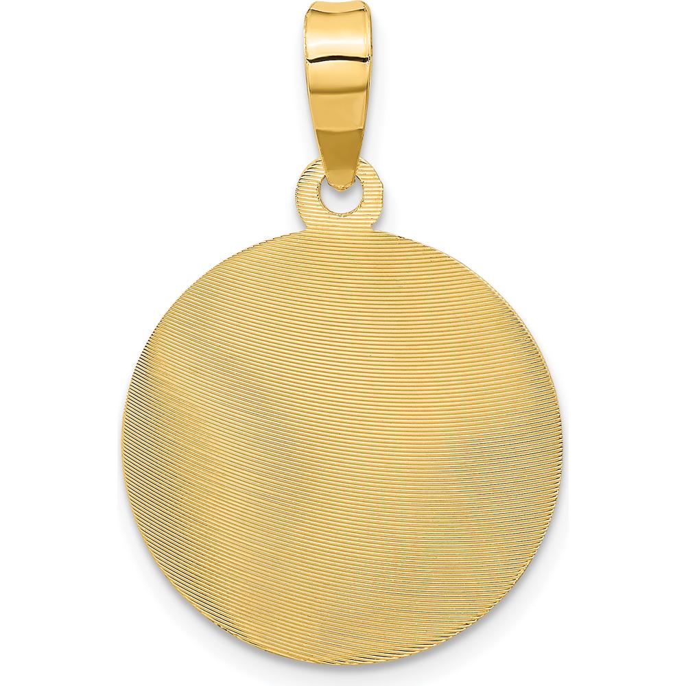 14K Yellow Gold Polished Diamond-Cut Our Lady Of Guadalupe Round Pendant - 28.5mm by Oro Pregiato
