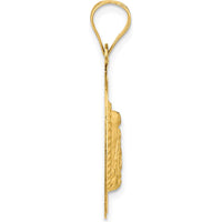 14K Yellow Gold Polished Diamond-cut Our Lady of Guadalupe Round Pendant - 33mm Length by Oro Pregiato