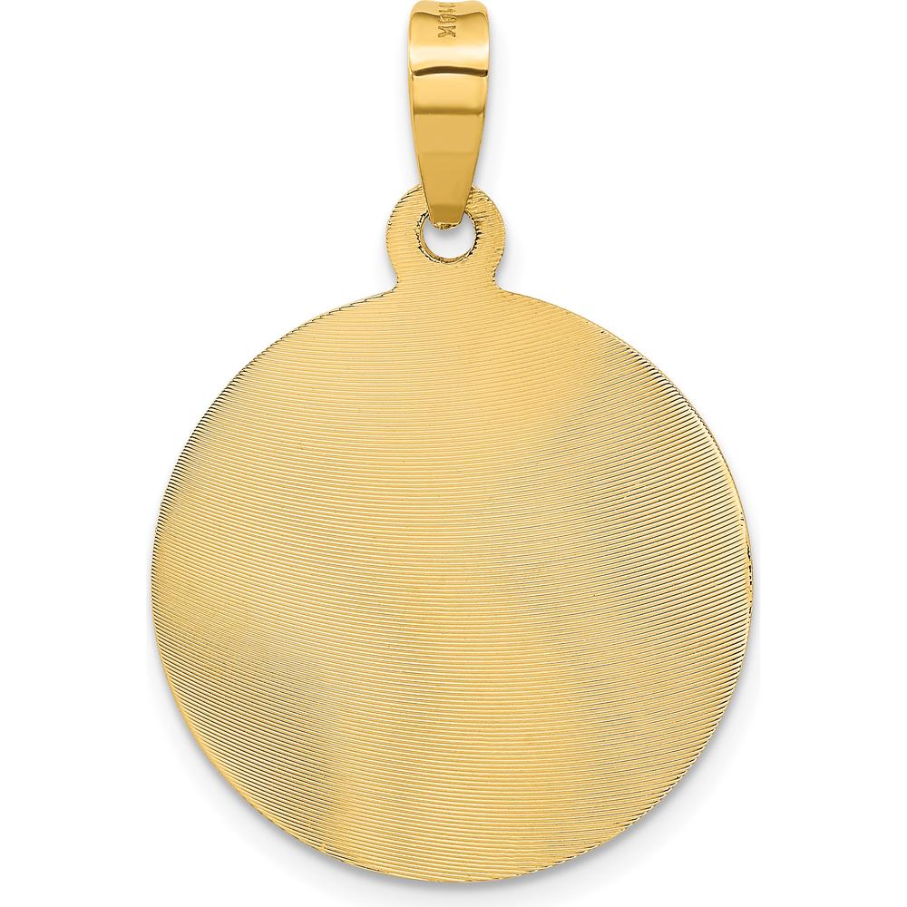 14K Yellow Gold Polished Diamond-cut Our Lady of Guadalupe Round Pendant - 33mm Length by Oro Pregiato