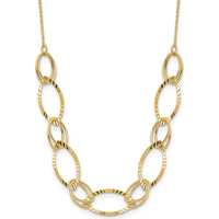 14K Yellow Gold Polished Diamond-Cut Oval Link Necklace - 18" by 0
