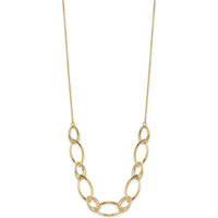 14K Yellow Gold Polished Diamond-Cut Oval Link Necklace - 18" by 0