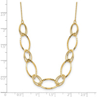 14K Yellow Gold Polished Diamond-Cut Oval Link Necklace - 18" by 0
