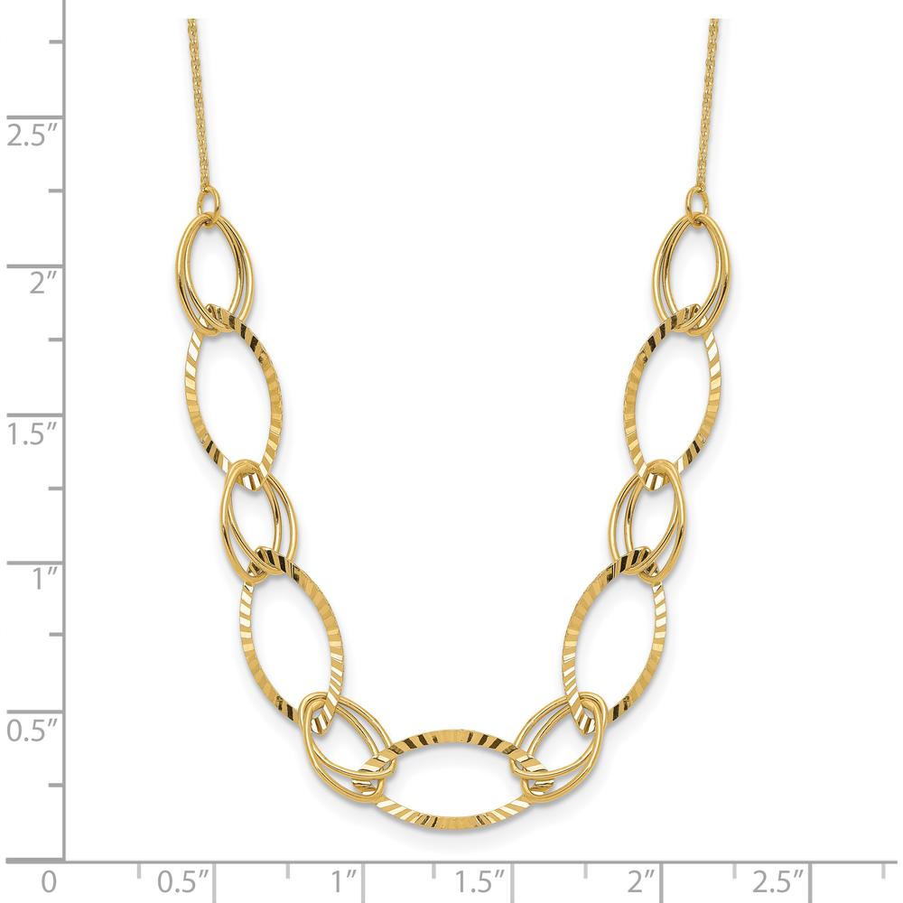 14K Yellow Gold Polished Diamond-Cut Oval Link Necklace - 18" by 0