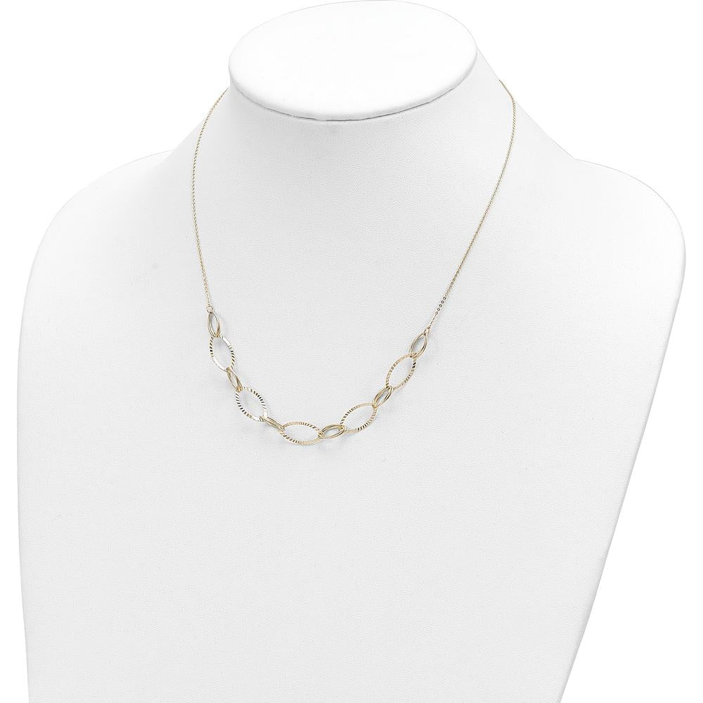 14K Yellow Gold Polished Diamond-Cut Oval Link Necklace - 18" by 0