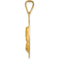 14K Yellow Gold Polished Diamond-Cut Sagrado Corazon de Jesus Round Pendant by Oro Pregiato
