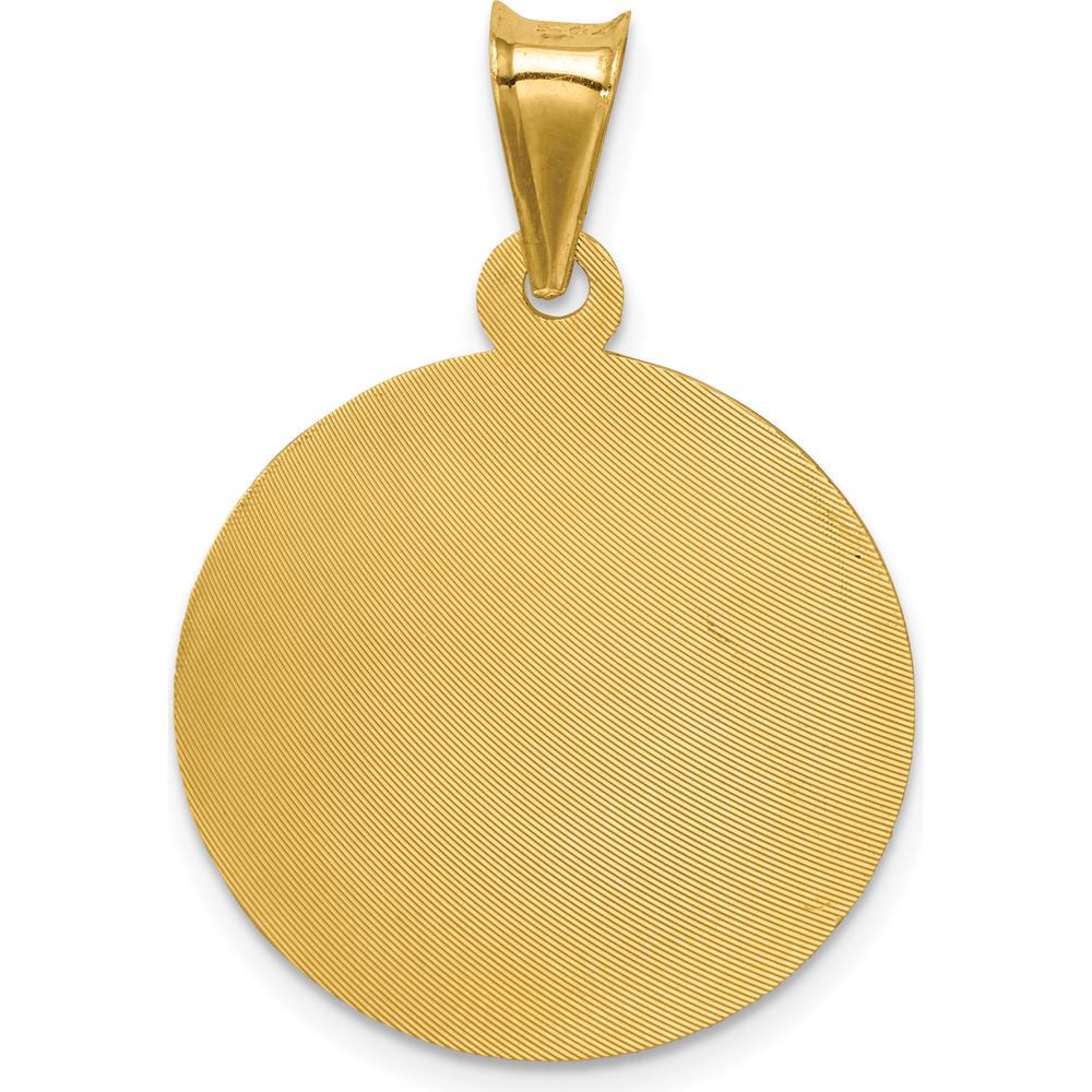 14K Yellow Gold Polished Diamond-Cut Sagrado Corazon de Jesus Round Pendant by Oro Pregiato