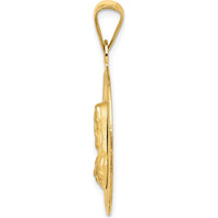 14K Yellow Gold Polished Diamond-cut Sagrado Corazon de Jesus Round Pendant by Oro Pregiato