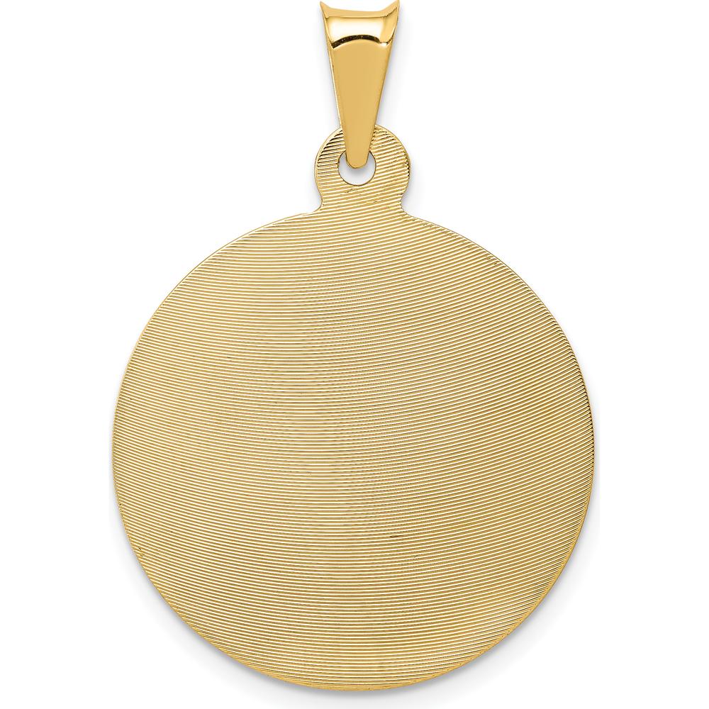 14K Yellow Gold Polished Diamond-cut Sagrado Corazon de Jesus Round Pendant by Oro Pregiato