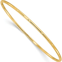 14K Yellow Gold Polished Diamond-cut Slip-on Bangle Bracelet - 2mm Width by Oro Pregiato
