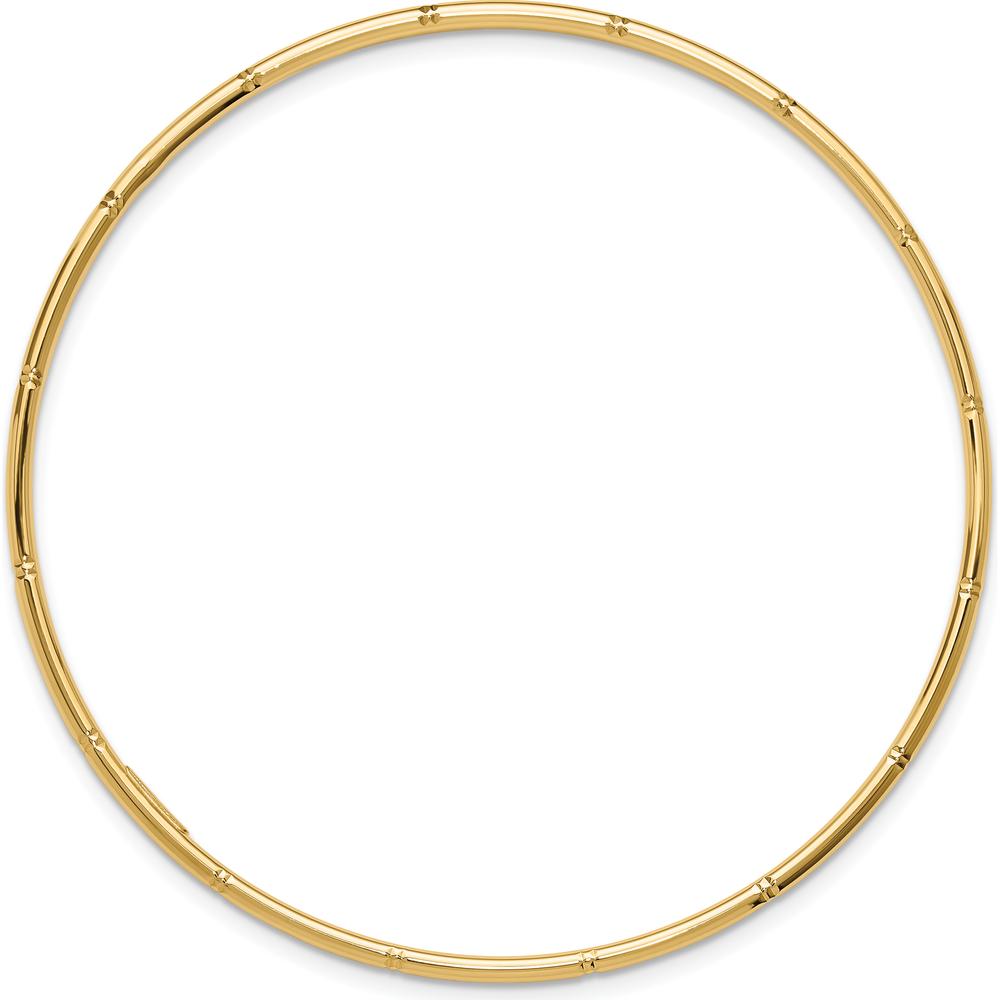 14K Yellow Gold Polished Diamond-cut Slip-on Bangle Bracelet - 2mm Width by Oro Pregiato
