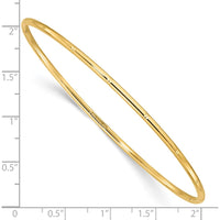14K Yellow Gold Polished Diamond-cut Slip-on Bangle Bracelet - 2mm Width by Oro Pregiato