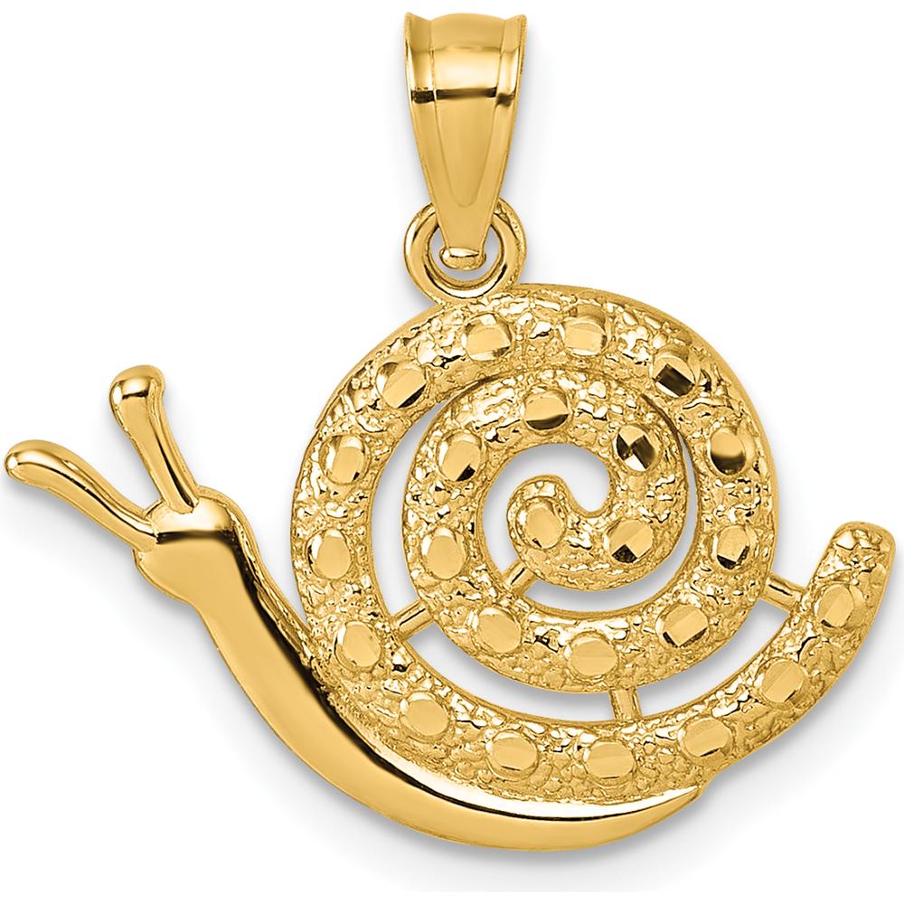 14K Yellow Gold Polished Diamond-Cut Snail Pendant by Oro Pregiato
