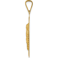 14K Yellow Gold Polished Diamond-Cut Solid Our Lady of Guadalupe Oval Pendant - 34mm Length by Oro Pregiato