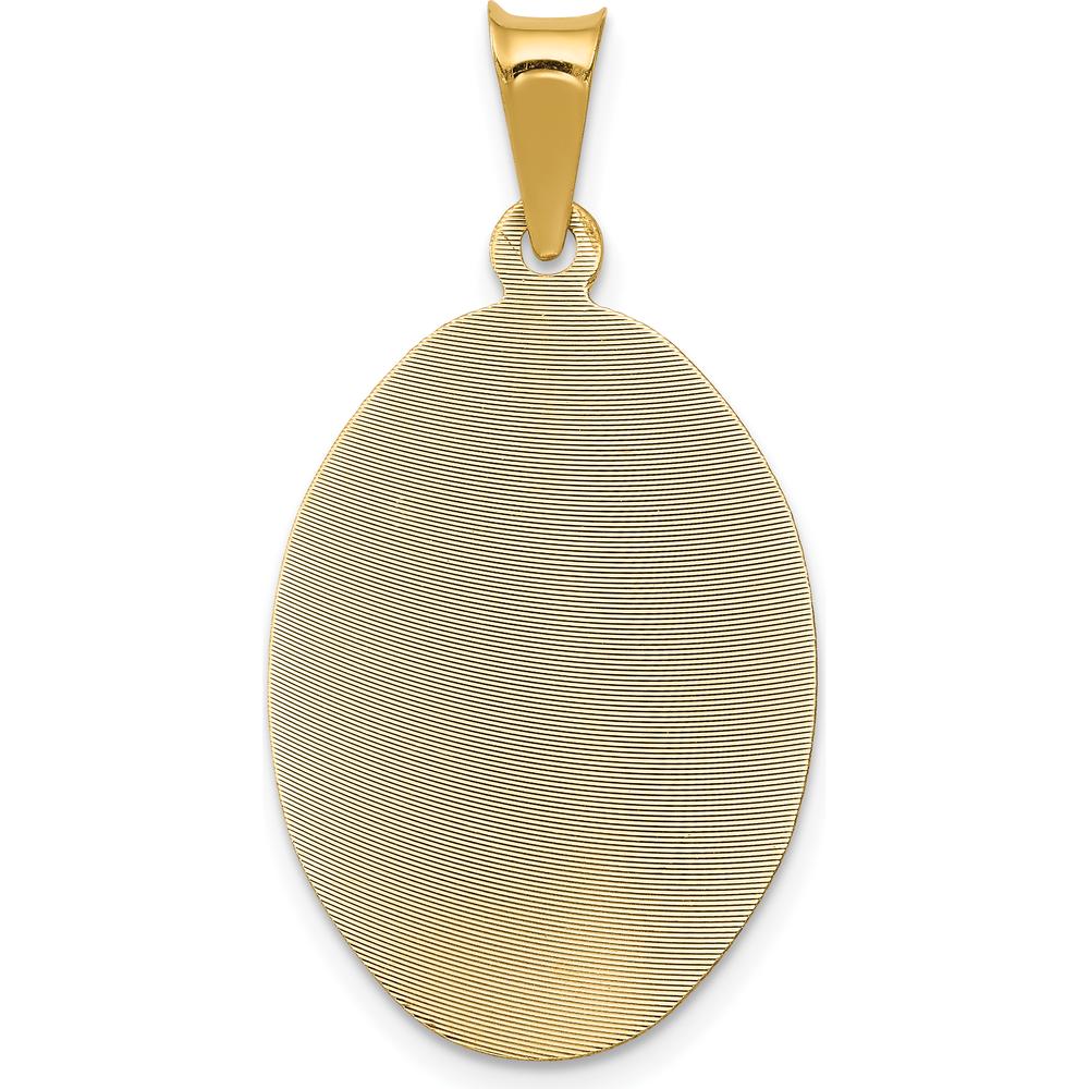 14K Yellow Gold Polished Diamond-Cut Solid Our Lady of Guadalupe Oval Pendant - 34mm Length by Oro Pregiato