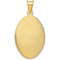 14K Yellow Gold Polished Diamond-Cut Solid Sagrado Corazon de Jesus Oval Pendant by Oro Pregiato