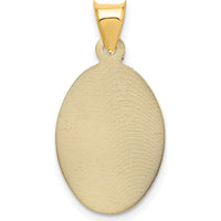 14K Yellow Gold Polished Diamond-Cut Solid Sagrado Corazon de Jesus Oval Pendant - Spiritual Religious Jewelry by Oro Pregiato