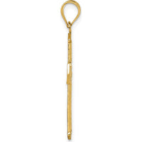 14K Yellow Gold Polished Diamond-Cut Textured Cross Pendant - 34.3mm Length by Oro Pregiato