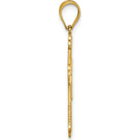 14K Yellow Gold Polished Diamond-Cut Textured Fancy Budded Cross Pendant - 31.2mm Length by Oro Pregiato