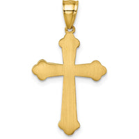 14K Yellow Gold Polished Diamond-Cut Textured Fancy Budded Cross Pendant - 31.2mm Length by Oro Pregiato