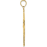 14K Yellow Gold Polished Diamond-Cut Textured Fancy Cross Pendant - 46.5mm Long by Oro Pregiato