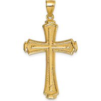 14K Yellow Gold Polished Diamond-Cut Textured Fancy Cross Pendant - 46.5mm Long by Oro Pregiato