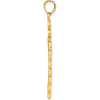 14K Yellow Gold Polished Diamond-Cut Textured Fancy Link Design Latin Cross Pendant - 48.9mm Length by Oro Pregiato