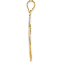 14K Yellow Gold Polished Diamond-Cut Textured Fancy Pierced Design Cross Pendant - 34.1mm Length by Oro Pregiato