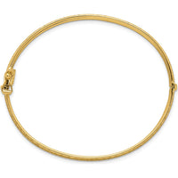 14K Yellow Gold Polished Diamond-Cut Textured Hinged Oval Bangle Bracelet - 8.45mm Width by Oro Pregiato