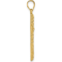 14K Yellow Gold Polished Diamond-Cut Textured Latin Cross Pendant - 36.4mm Length by Oro Pregiato