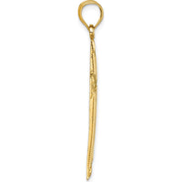 14K Yellow Gold Polished Diamond-Cut Textured Latin Cross Pendant - 44.1mm Length by Oro Pregiato