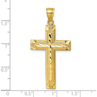 14K Yellow Gold Polished Diamond-Cut Textured Latin Cross Pendant - 44.1mm Length by Oro Pregiato