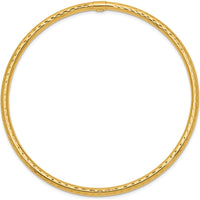 14K Yellow Gold Polished Diamond-Cut Tube 3.00mm Slip-On Round Bangle Bracelet by Oro Pregiato