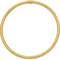 14K Yellow Gold Polished Diamond-Cut Tube 3mm Slip-On Round Bangle Bracelet by Oro Pregiato
