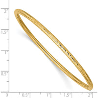 14K Yellow Gold Polished Diamond-Cut Tube 3mm Slip-On Round Bangle Bracelet by Oro Pregiato