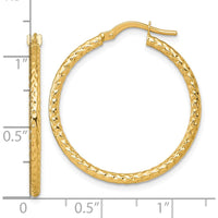 14K Yellow Gold Polished Diamond-Cut Tube Hoop Earrings - 30mm Length by 0