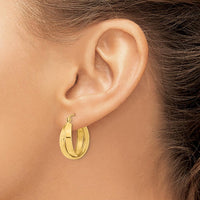 14K Yellow Gold Polished Diamond-Cut Twist Hoop Earrings - 21.8mm Length by 0