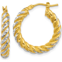 14K Yellow Gold Polished Diamond-Cut Twisted 22mm Hoop Earrings by 0