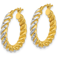 14K Yellow Gold Polished Diamond-Cut Twisted 22mm Hoop Earrings by 0