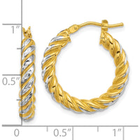 14K Yellow Gold Polished Diamond-Cut Twisted 22mm Hoop Earrings by 0