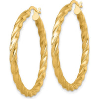 14K Yellow Gold Polished Diamond-Cut Twisted 35mm Hoop Earrings by 0