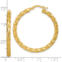 14K Yellow Gold Polished Diamond-Cut Twisted 35mm Hoop Earrings by 0