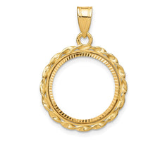 14K Yellow Gold Polished Diamond-Cut Twisted Wire Coin Bezel Pendant - 16.5mm Prong Pendant for 1/10 oz. American Eagle Coin by Numis Coin Jewelry
