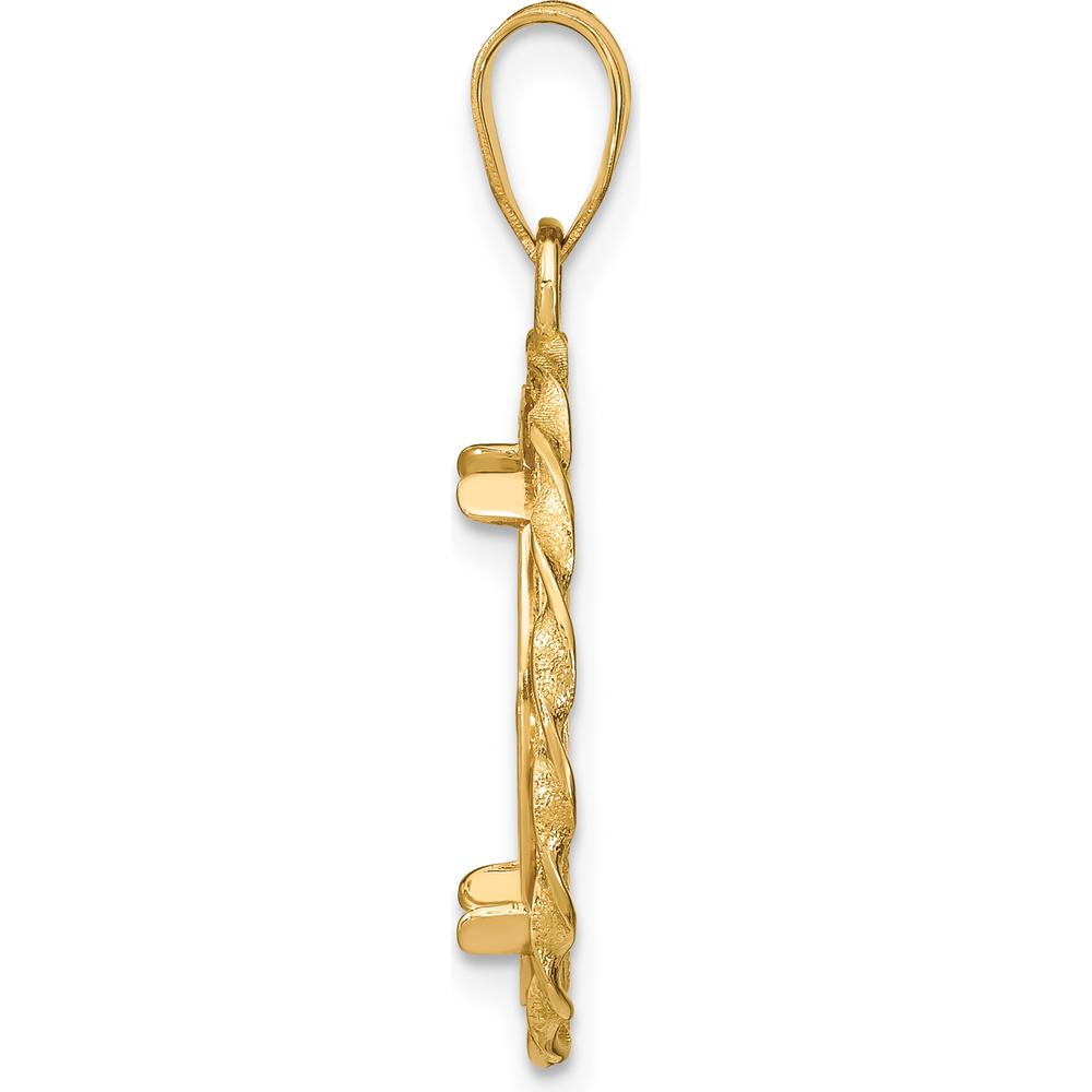 14K Yellow Gold Polished Diamond-Cut Twisted Wire Coin Bezel Pendant - 16.5mm Prong Pendant for 1/10 oz. American Eagle Coin by Numis Coin Jewelry