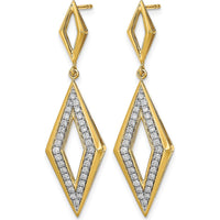 14K Yellow Gold Polished Diamond Dangle Earrings with 64 Round Diamonds - 0.52 Carat Total Diamond Weight by Monteluci Fine Jewelry